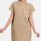 ZENANA Women's Camel Short Sleeve Sweater Mini Dress