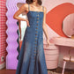 JADE BY JANE Women's Plus-size Buttoned-down Sleeveless Maxi Denim Dress with Elasticized Back