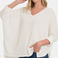 ZENANA Full Size Round Neck High-Low Slit Knit Top
