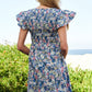 DAVI & DANI Vintage Garden Floral Flutter Smocking Midi Dress