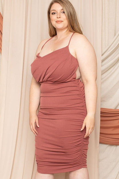 CURVE PLUS SIZE CRISS CROSS OPEN BACK PLUS SIZE MINI DRESS