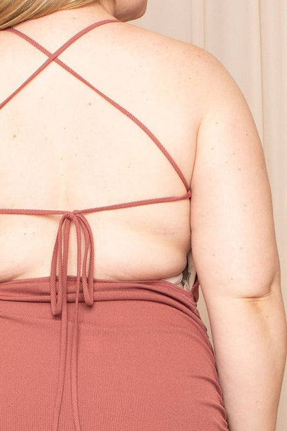 CURVE PLUS SIZE CRISS CROSS OPEN BACK PLUS SIZE MINI DRESS