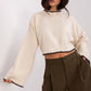 FACTOR PRICE Chic European Bell Sleeves Cropped Sweater- Jumper-model 187513