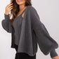 BADU Grey Twinset Sweater Top & Balloon Sleeves Open Cardigan-model 189323