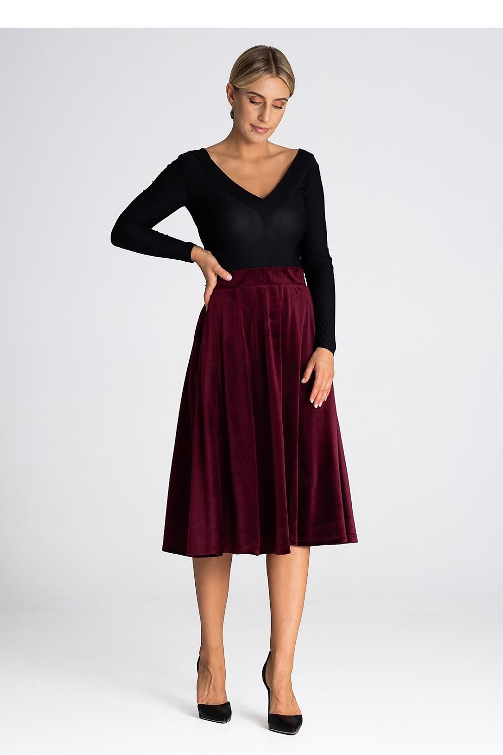 FIGL Women's Midi Flare Skirt