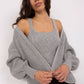 BADU Grey Twinset Sweater Top & Balloon Sleeves Open Cardigan-model 189323