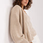 BADU Grey Twinset Sweater Top & Balloon Sleeves Open Cardigan-model 189323