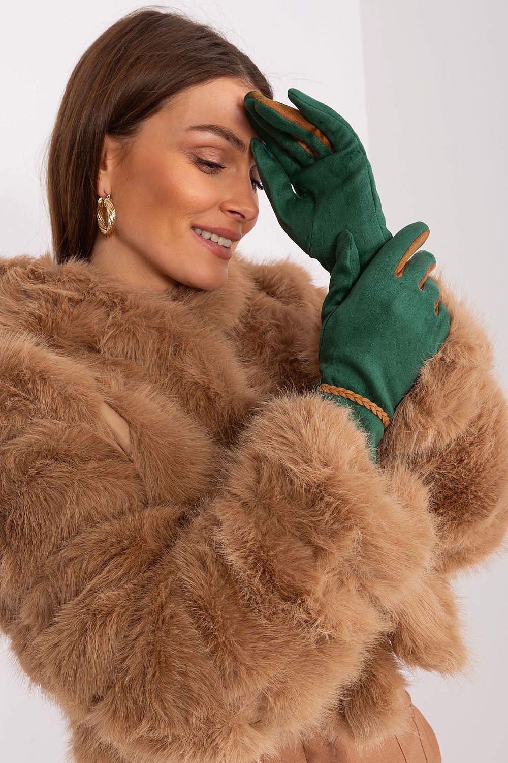 A.T. European Elegant Women's Winter Gloves with Decorative Braids on Wrist