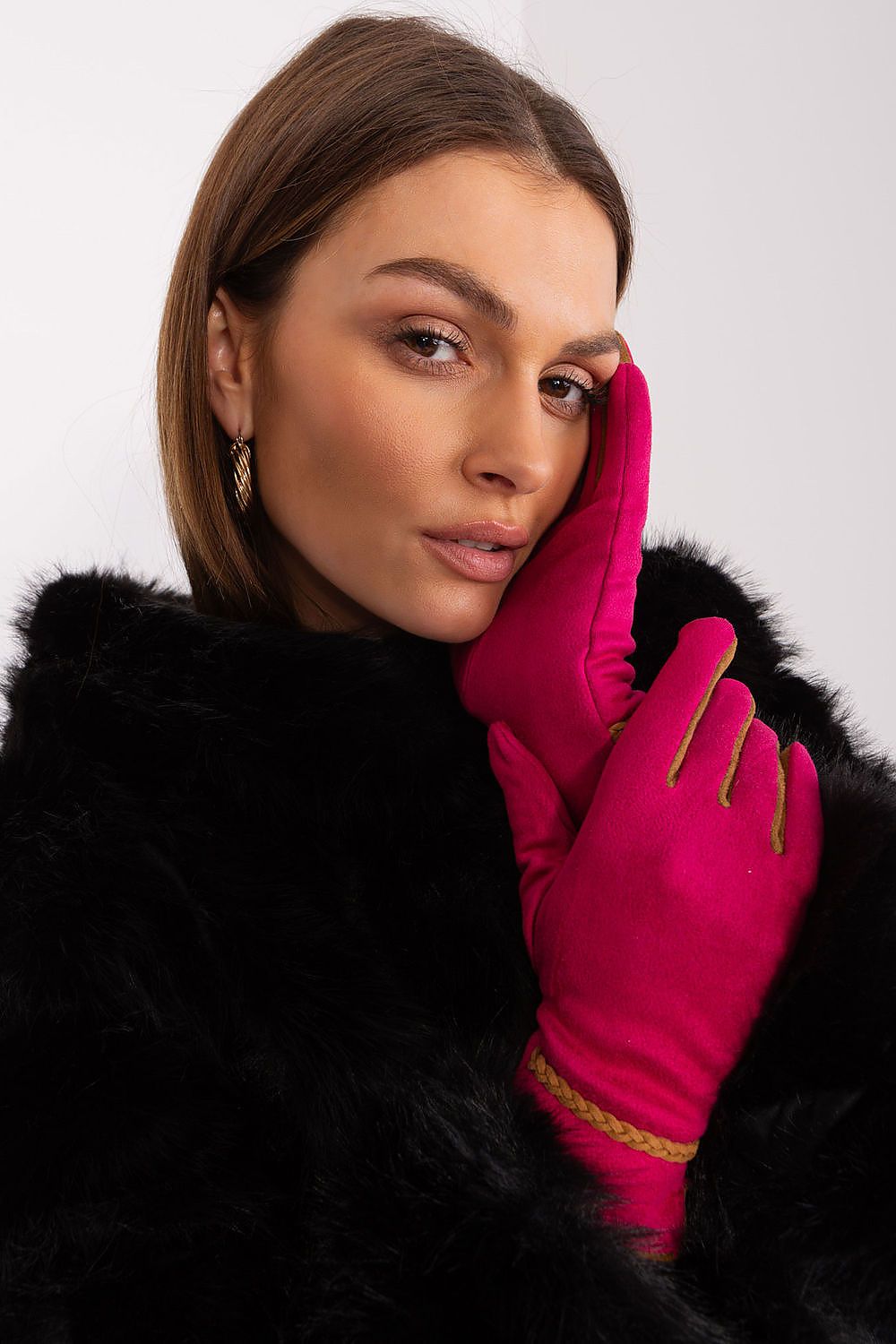 A.T. European Elegant Women's Winter Gloves with Decorative Braids on Wrist