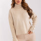 BADU Women's European-made Knitted Turtleneck Sweater with Decorative Sleeves Buttons