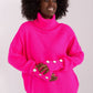 BADU Women's European-made Knitted Turtleneck Sweater with Decorative Sleeves Buttons
