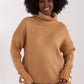 BADU Women's European-made Knitted Turtleneck Sweater with Decorative Sleeves Buttons