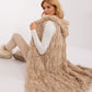 AT European Textured Plush Calf-length Hooded Vest/Gilet