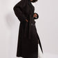 LAKERTA European Belted Ankle-length Coat with Fur Collar and Wrist