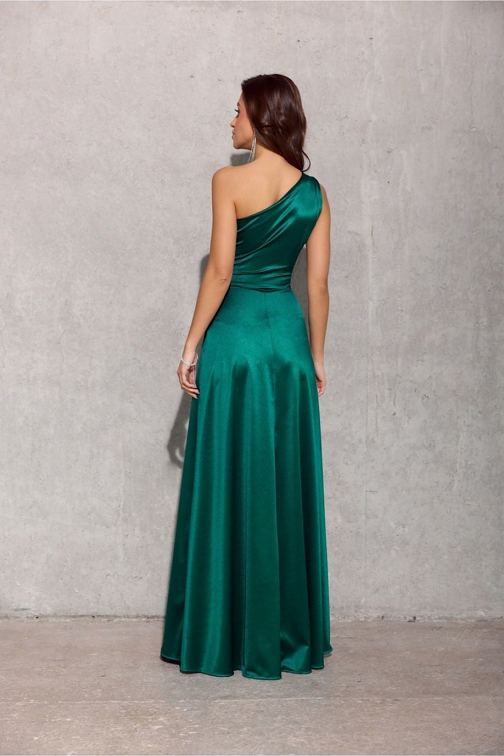 ROCO FASHION European One Shoulder Polyester Evening Prom Dress with Side-front Slit