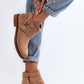 STEP IN STYLE Classic European Eco-Suede Flat Ankle Boots with Strap Buckles