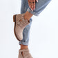 STEP IN STYLE Classic European Eco-Suede Flat Ankle Boots with Strap Buckles