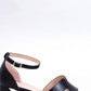 INELLO Women's Black Veneer European Ankle Strap Squared Heel Sandals