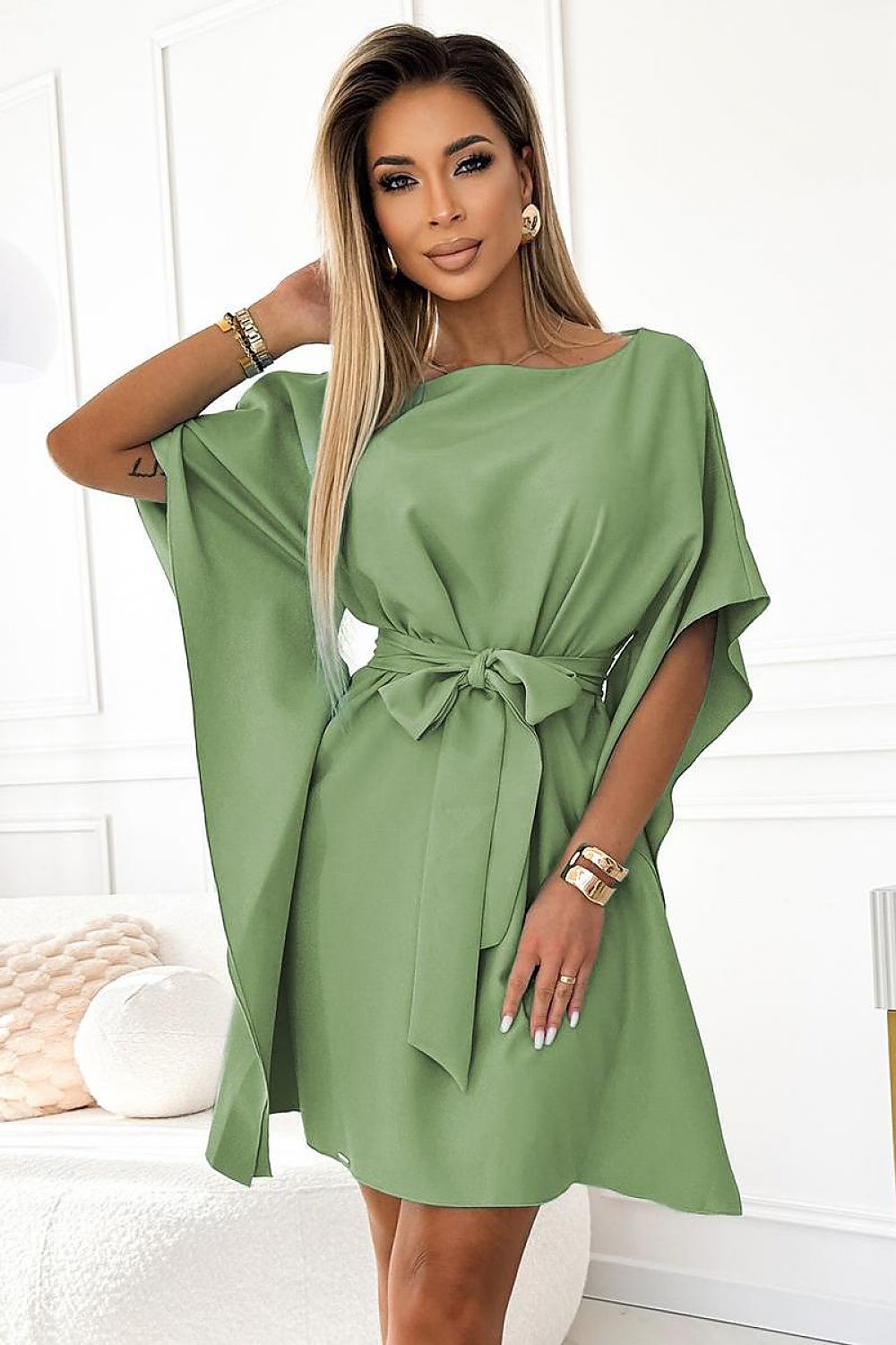 NUMOCO Women's Full size Casual European Polyester Butterfly Above-the-knee Dress