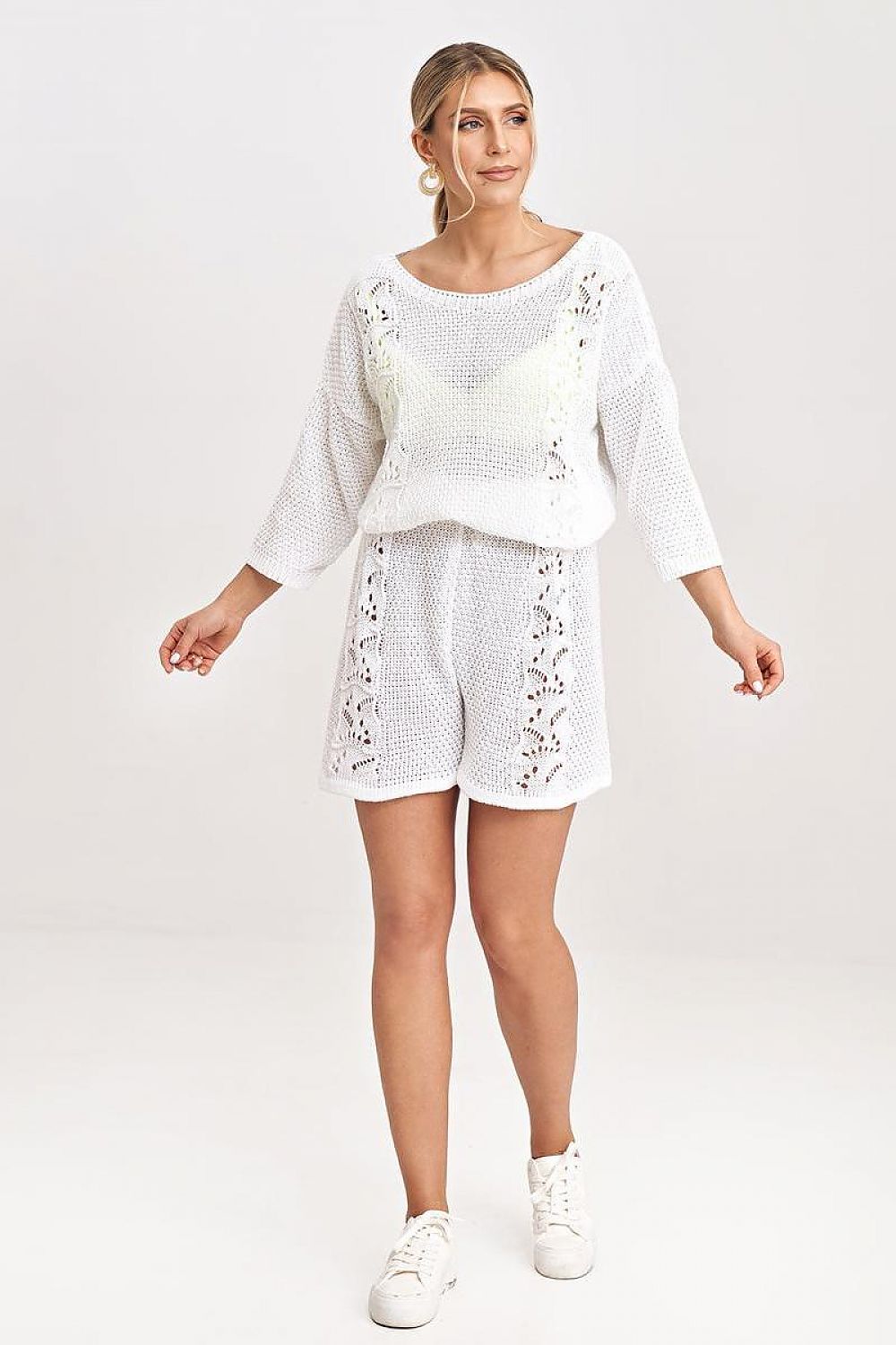 FIGL Women's 2 Piece Knitted Sweater and Short Set