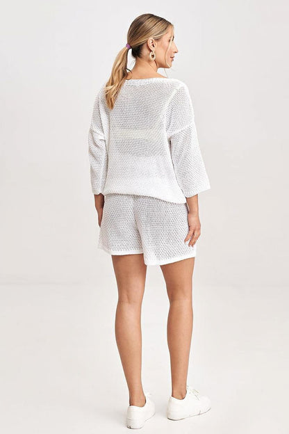 FIGL Women's 2 Piece Knitted Sweater and Short Set