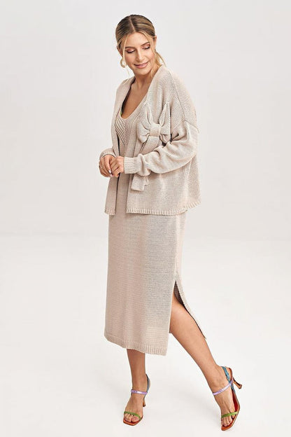 FIGL Women's 2 Piece Autumn Midi Dress with Cardigan Set
