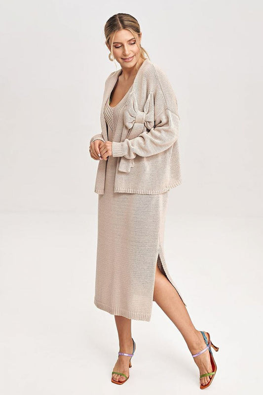 FIGL Women's 2 Piece Autumn Midi Dress with Cardigan Set