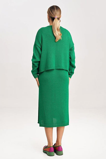 FIGL Women's 2 Piece Autumn Midi Dress with Cardigan Set