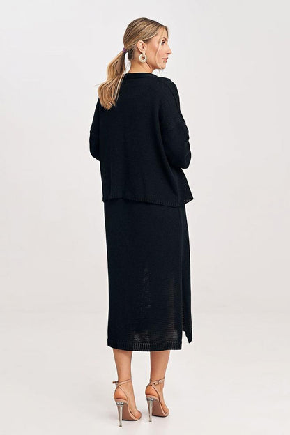 FIGL Women's 2 Piece Autumn Midi Dress with Cardigan Set