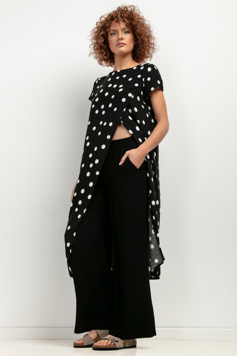 Tessita Women's Full Size Long Tunic Top with High Front Slit - Europe Brand