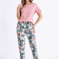 M-MAX 2 Piece Spring European Pajama Set with Blush Short sleeves Top & Floral Plants