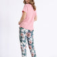 M-MAX 2 Piece Spring European Pajama Set with Blush Short sleeves Top & Floral Plants