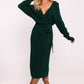 MOE Women's European Faux Wrap Long Sleeves Knit Sweater Dress