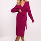 MOE Women's European Faux Wrap Long Sleeves Knit Sweater Dress
