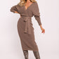 MOE Women's European Faux Wrap Long Sleeves Knit Sweater Dress