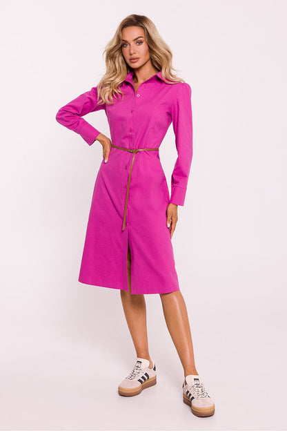 MOE Women's Casual European Buttoned Midi Shirt Dress with Belt