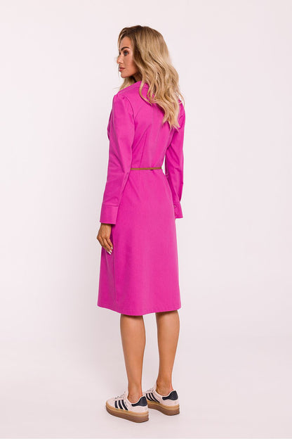 MOE Women's Casual European Buttoned Midi Shirt Dress with Belt