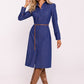 MOE Women's Casual European Buttoned Midi Shirt Dress with Belt