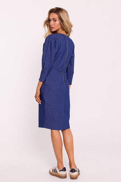 MOE Elegant Women's European Puffed Shoulders Pencil Dress