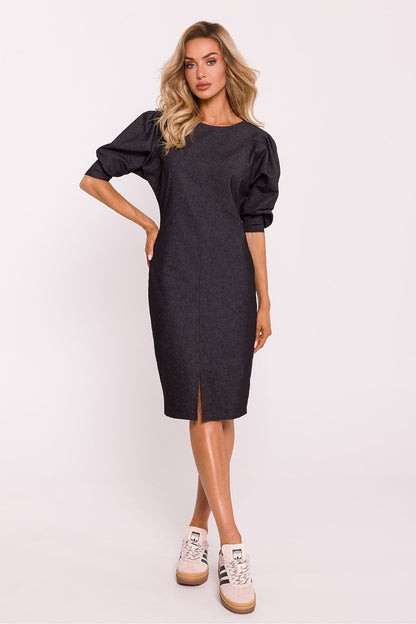 MOE Elegant Women's European Puffed Shoulders Pencil Dress