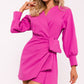 MOE Women's Solid European Wrap Mini Cocktail Dress