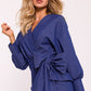 MOE Women's Solid European Wrap Mini Cocktail Dress
