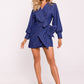 MOE Women's Solid European Wrap Mini Cocktail Dress