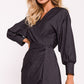 MOE Women's Solid European Wrap Mini Cocktail Dress