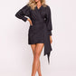 MOE Women's Solid European Wrap Mini Cocktail Dress