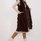 AT European Textured Plush Calf-length Hooded Vest/Gilet