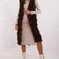 AT European Textured Plush Calf-length Hooded Vest/Gilet