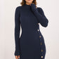 A.T. European Women's Viscose Sweater Dress with Gold Button Details