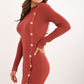 A.T. European Women's Viscose Sweater Dress with Gold Button Details
