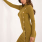 A.T. European Women's Viscose Sweater Dress with Gold Button Details